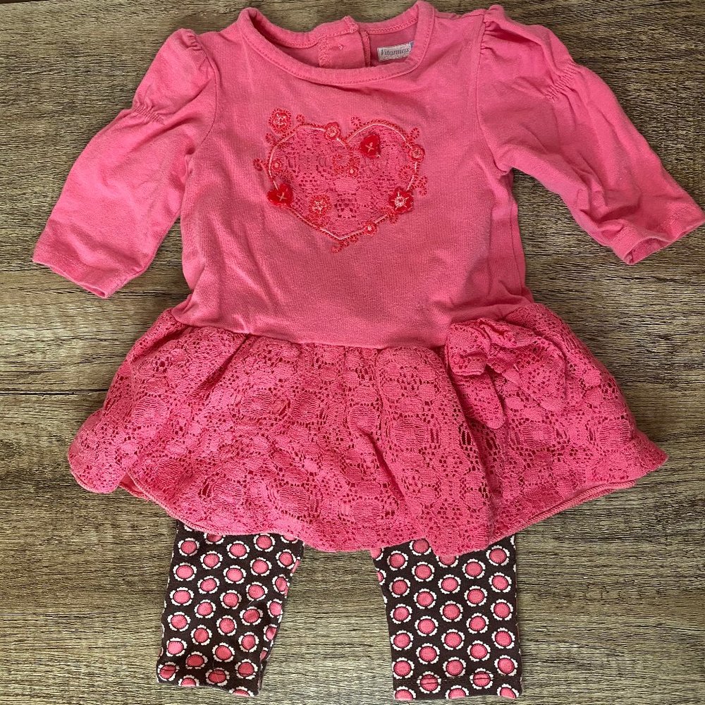 Vitamins Baby Leggings Outfit Pink Heart Size 6 M